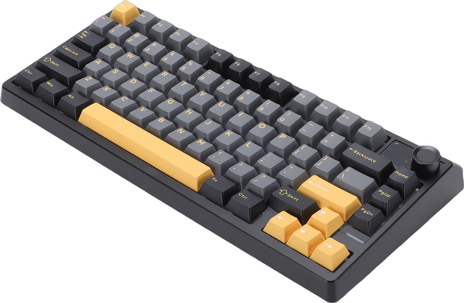 KKmoon Mechanische Tastatur mit Drehknopf, 3 Verbindungsmodi, kabellose Bluetooth-Tastatur für Arbeit und Gaming, schwarz K_2612250163113_260225_30815
