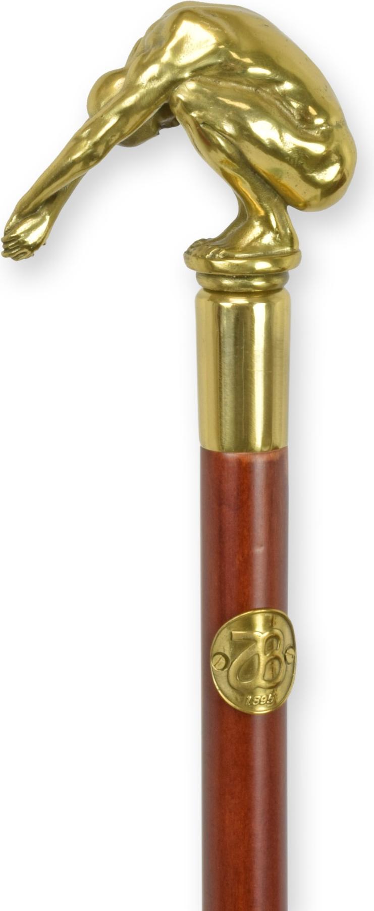 Aubaho Spazierstock Flanierstock Mann mit Bronzegriff Replikat Retro Design Dekoration