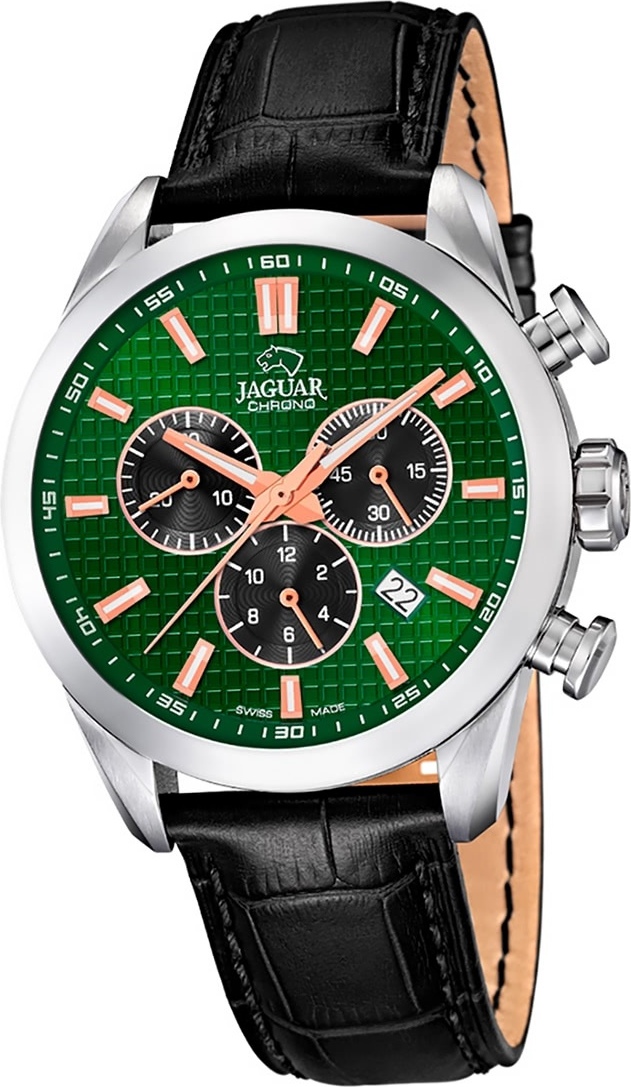 Jaguar kožené pánske hodinky J866/3 Chronograf športové náramkové hodinky čierne ACM D2UJ866/3