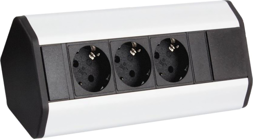 Design Light DesignLight CORNERBOX Aluminium SchuKo 3-fach / Ecksteckdose / Mehrfachsteckdose CORNERBOX-ALU-3DE