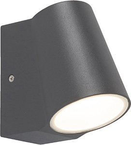 QAZQA - Modern Außenleuchte I Wandleuchte fur Außen I Gartenlampe I Gartenleuchte Anthrazit mit Hell-Dunkel-Sensor inkl. LED - Uma I Außenbeleuchtung - Aluminium Rund - I (nicht austauschbare) LED 96860