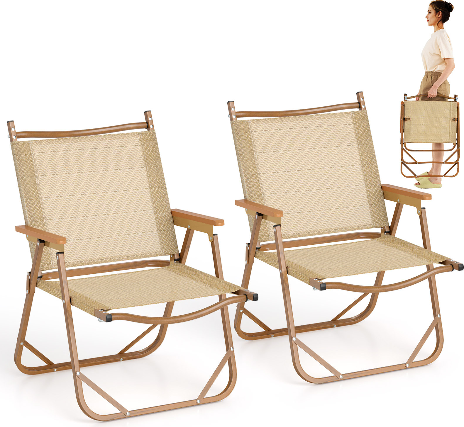 relaxdays Chaise de Camping Double, Fauteuil de Jardin 2, Pliable, Glacière, Rangement Porte-Boissons, Noir