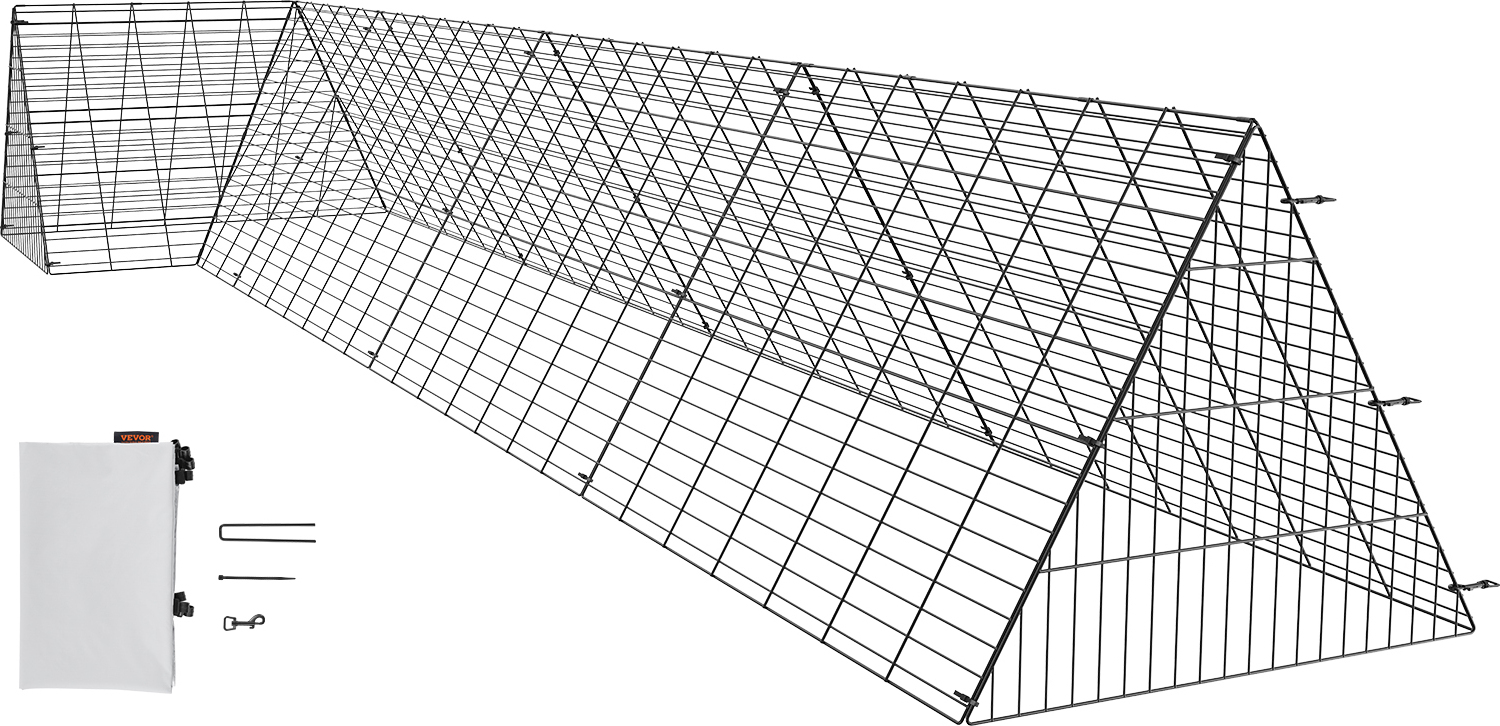 VEVOR Hühnertunnel, 400 x 100 x 61,5 cm (L x B x H) Hühnerkäfig für den Hof, tragbare Hühnertunnel für draußen mit Eckrahmen, Hühnerstall-Auslauf, geeignet für Hühner, Enten, Kaninchen TT-MCT002