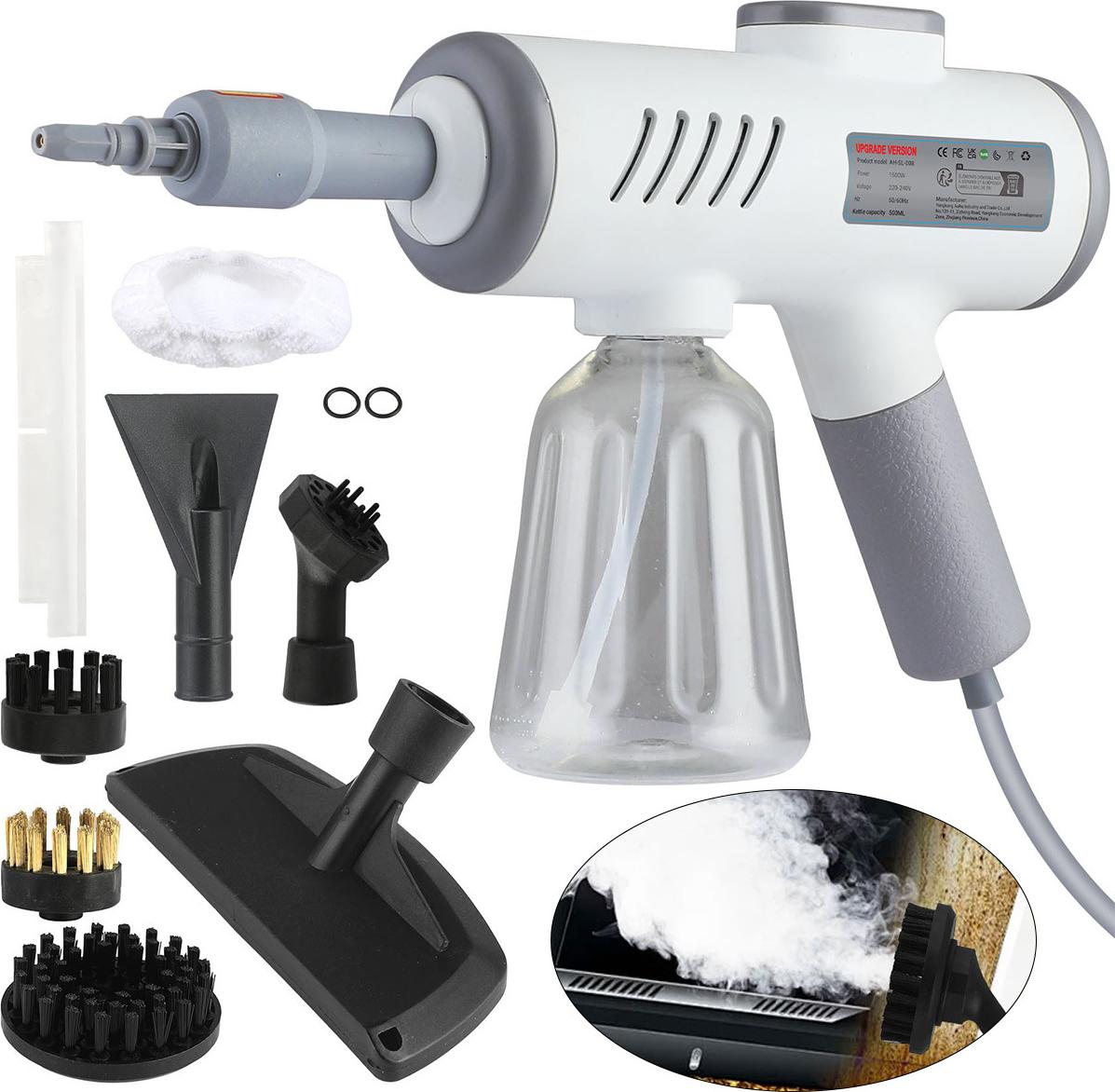 Slyrun Hand-Dampfreiniger 1200W, 105°C, großer 600ml Tank, 3-stufige Dampfmengenregelung, 6 Zubehörsätze, für Fett, Fugen, Glas & Kleidung KAUF-QYSP-HC2024-016
