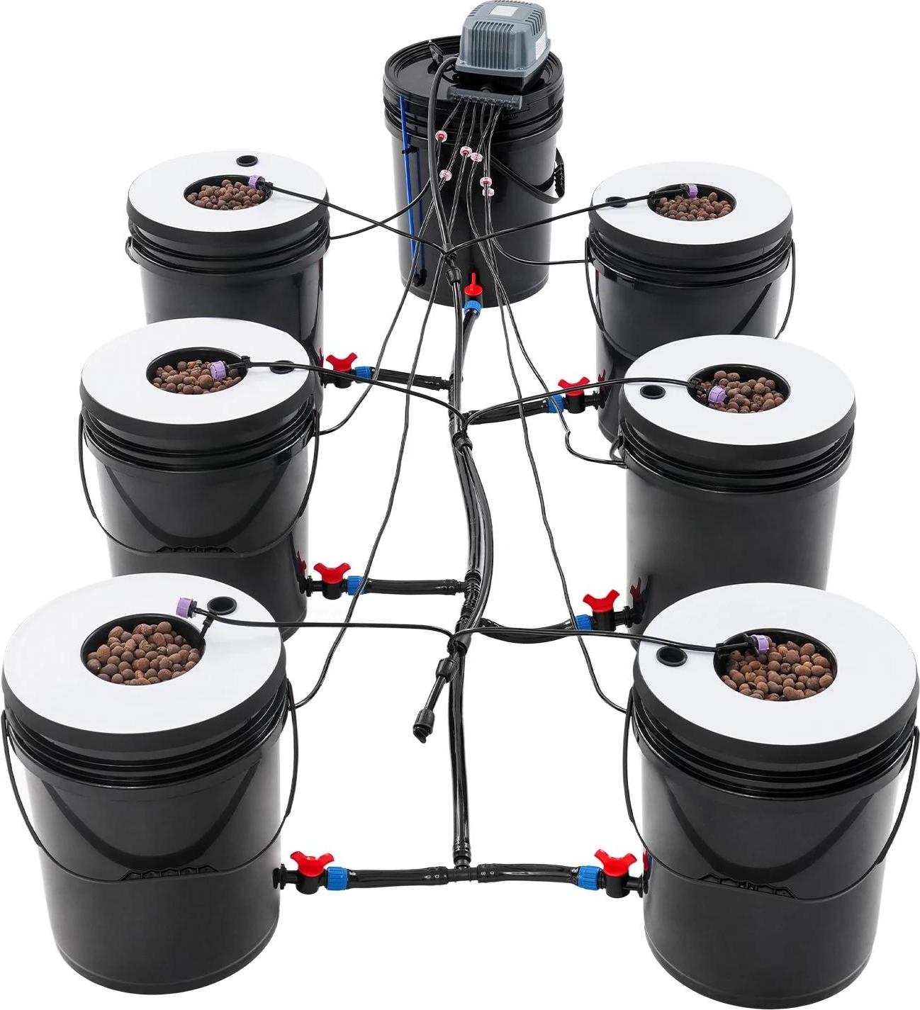 StarTech Hydroponik Anbausystem - Tiefwasserkultur (DWC) - 7 Eimer à 20 l - Mit Luftpumpe - Ohne Erde - Für Garten/Balkon