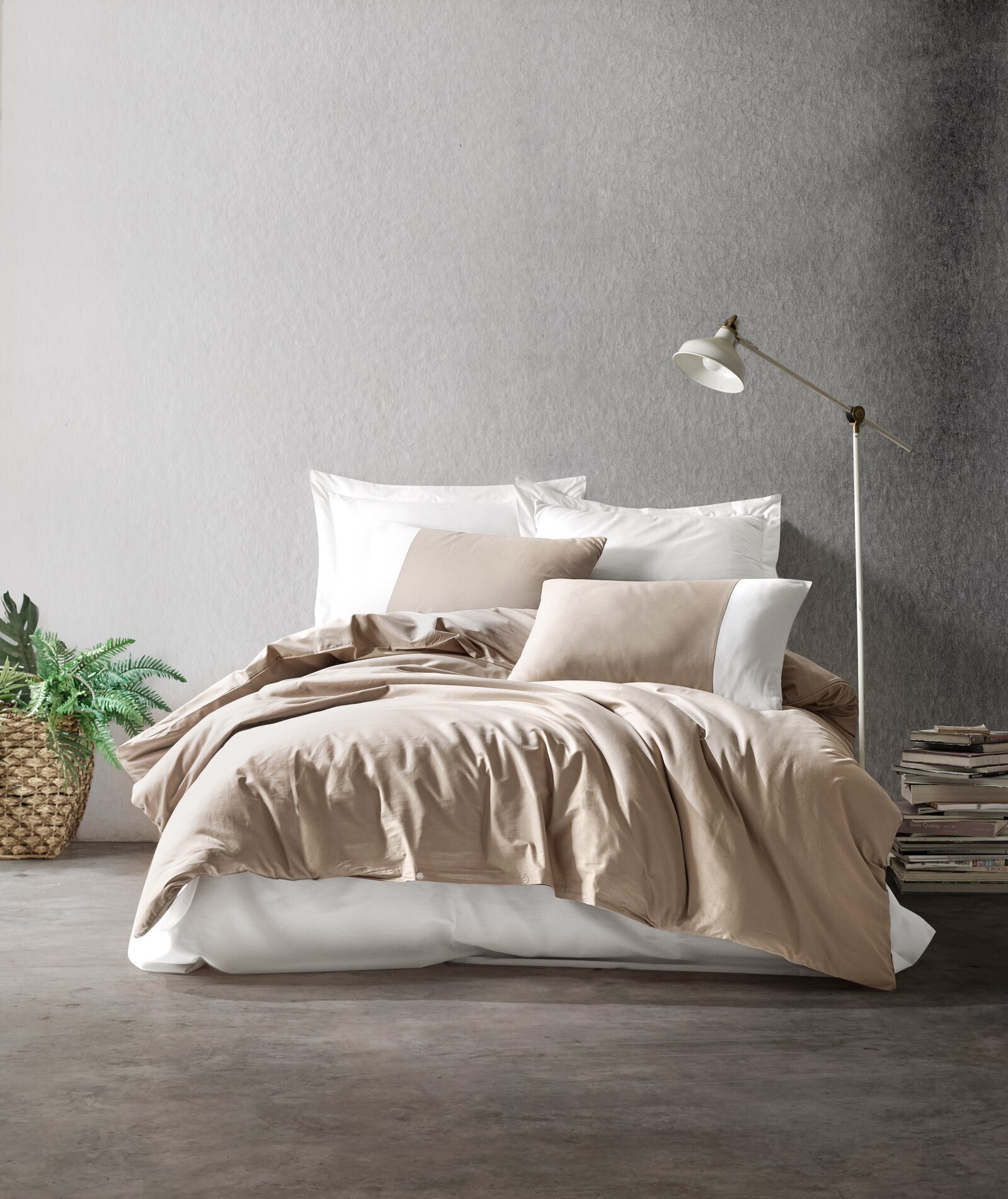L'Essentiel Linge de Maison, Plain - Mink, Cream, Bettwäsche-Set, Nerz, 100 % BAUMWOLLE RANFORCE, 240 x 220 cm 129CTN62695