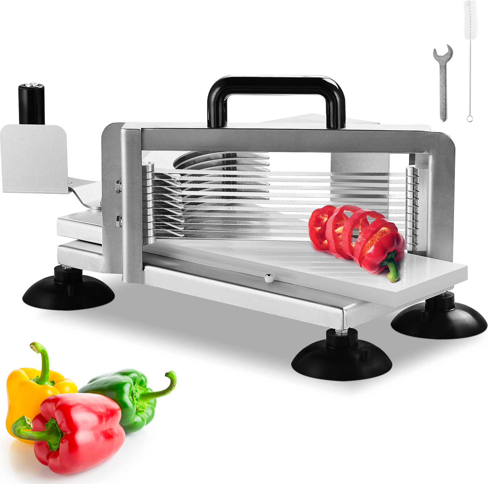 VEVOR Kommerzieller Tomatenschneider, 3/8 Zoll Tomatenschneider, Hochleistungs-Tomatenschneider aus Edelstahl, Manueller Gemüseschneider, zum Schneiden von Tomaten, Gurken, Bananen AY450-3