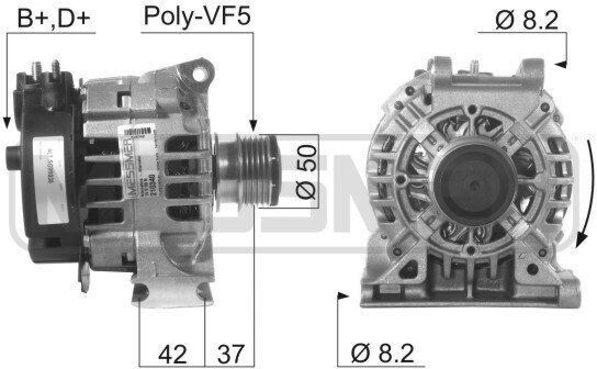 ERA 210340A alternátor LiMa 90 A 14 V, vhodný pre MERCEDES-BENZ trieda A (W168) VANEO (414)