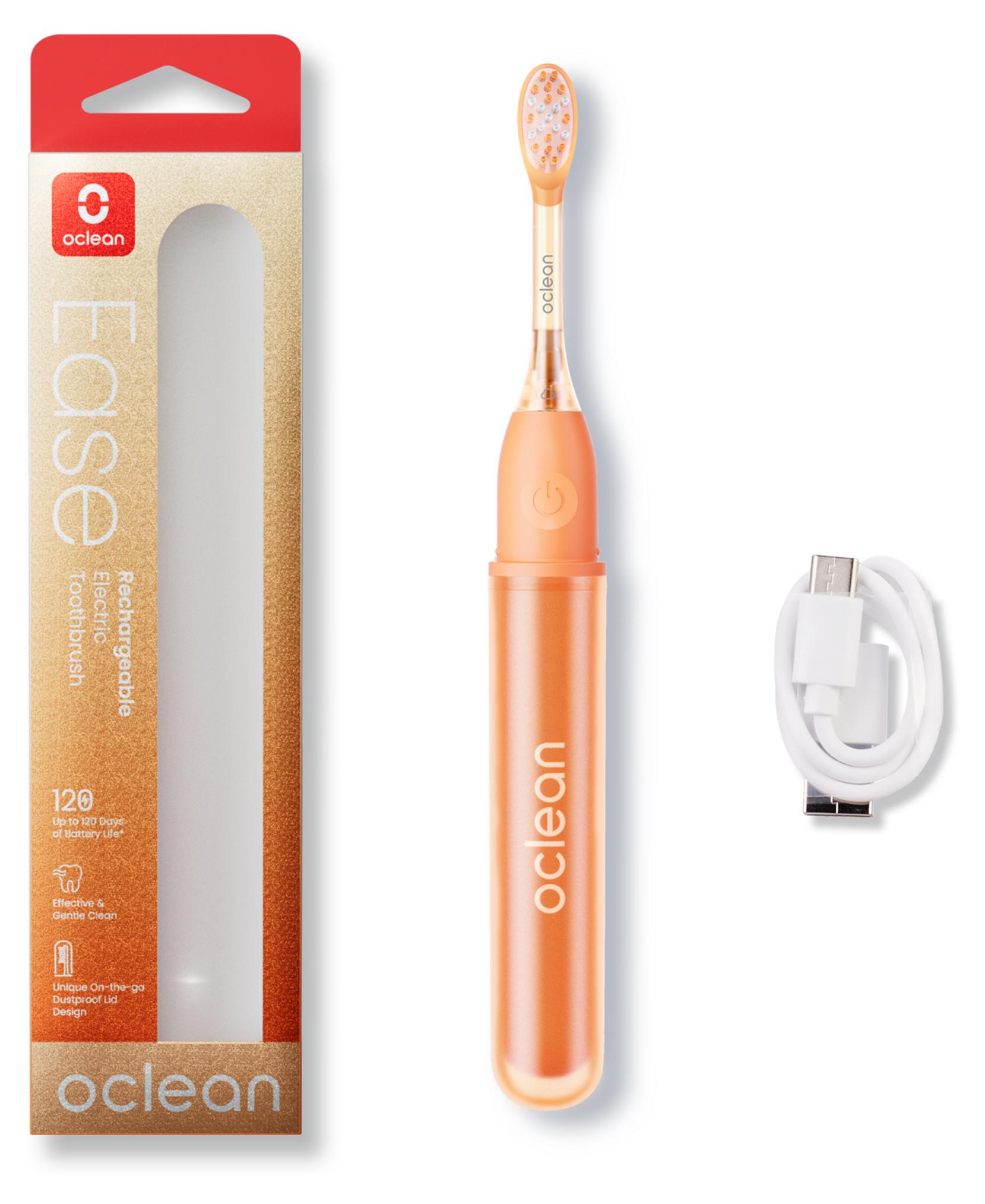 Oclean Ease, Dospelý, Vibračná zubná kefka, Hlboké čistenie, Jemný, 66000 pohybov za minútu, Oranžová, 2 min, 30 sec