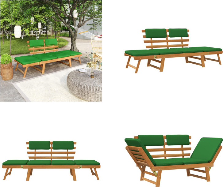 vidaXL Gartenbank mit Auflagen 2 in 1 190 cm Massivholz Akazie - Gartenbank - Gartenbänke - Holz Gartenbank - Holz Gartenbänke HL312121