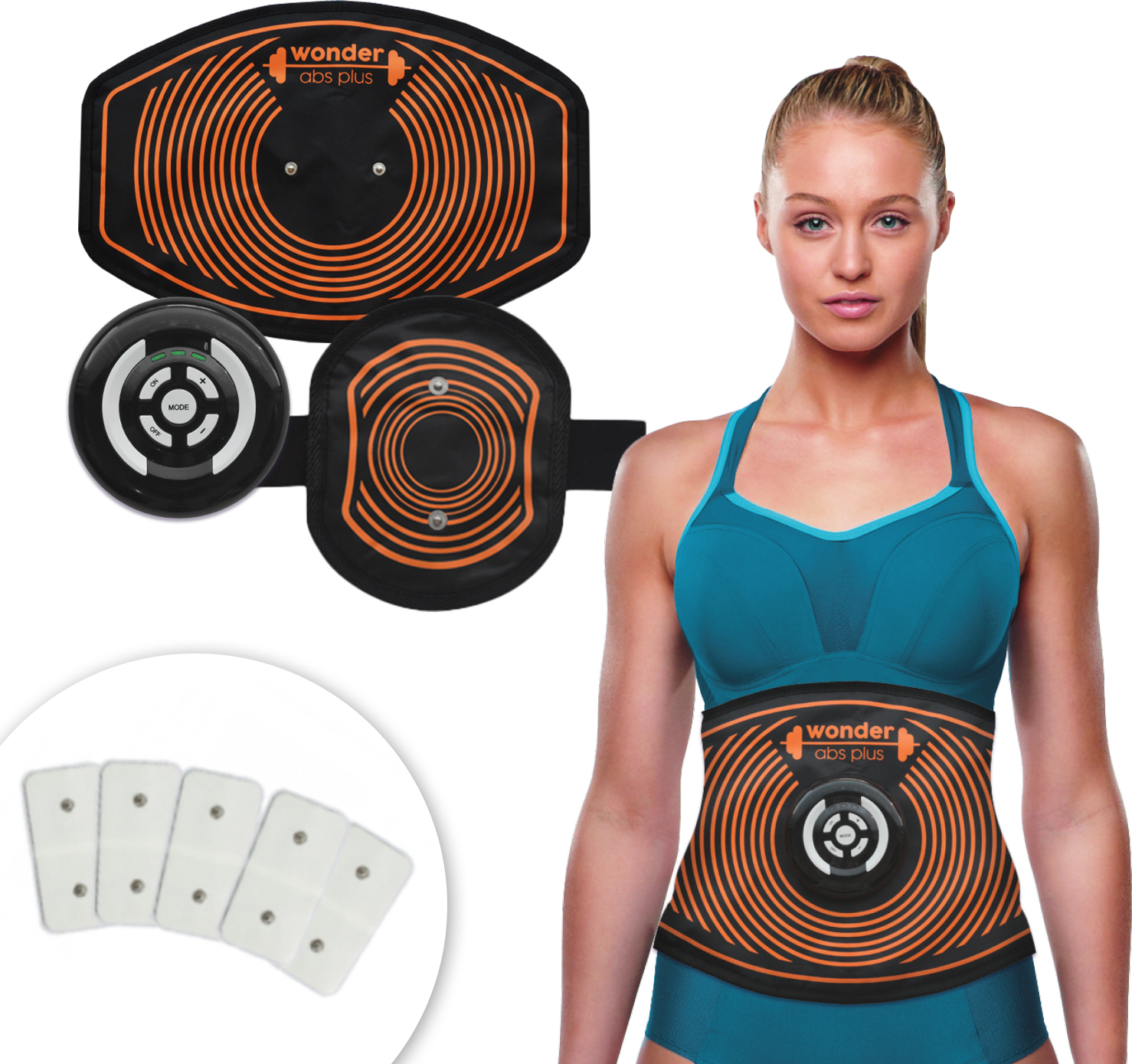 Bonplus BP | EMS Trainingsgerät | Wonder Abs | 9 Programmes | Bauchmuskeltrainer | Tragbarer Muskelstimulator | Für Bauch, Beine und Arme