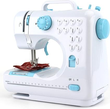 Candeon Nähmaschinenanfänger Kinder, 12 Stitch Haushalt Elektromaschine, Doppellinien, Mini Overlock Foot Pedal Anfänger, Profi