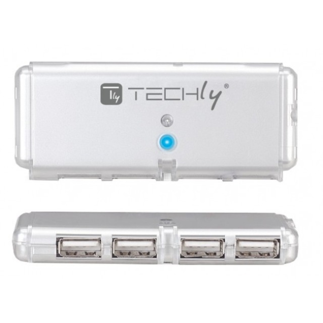 Techly IUSB2-HUB599TY Techly USB 2.0 Mini Hub, 4-Port, silber
