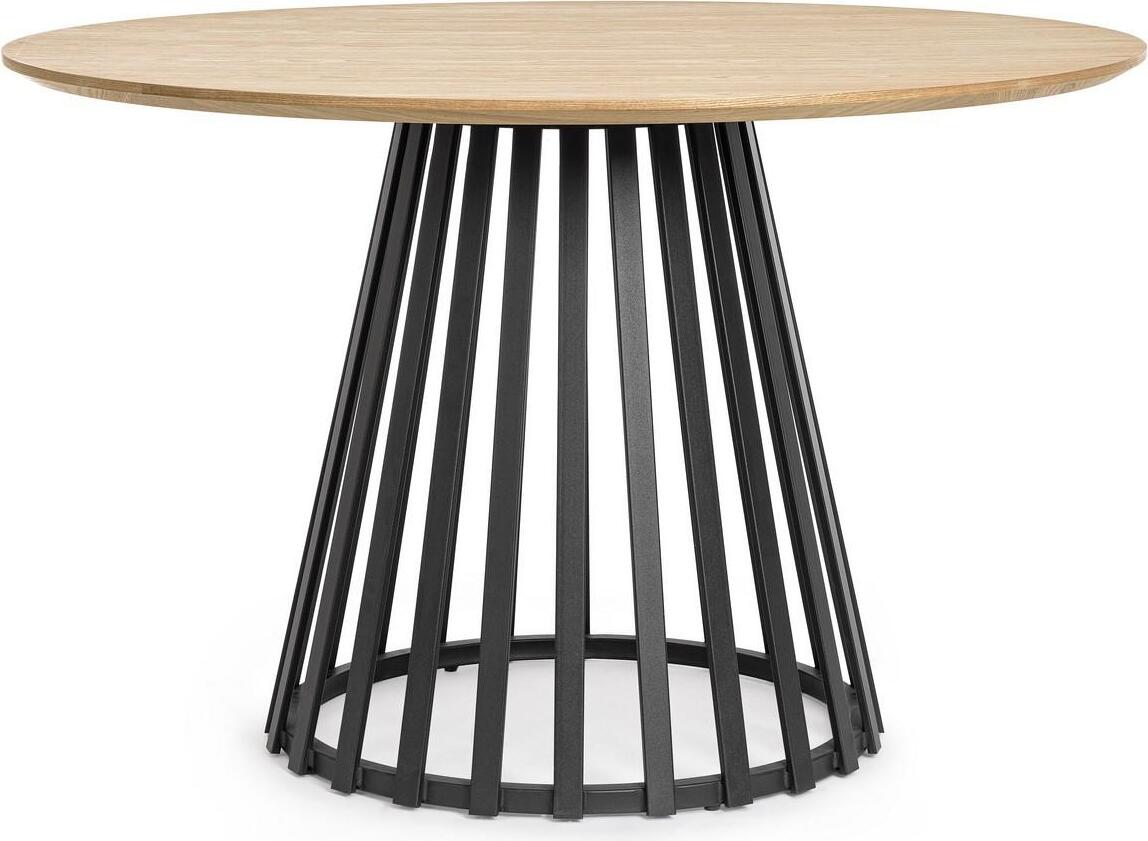 Natur24 Tisch Cillian 120 x 120 x 76 cm MDF Stahl Eschenholzfurnier Schwarz 0732247