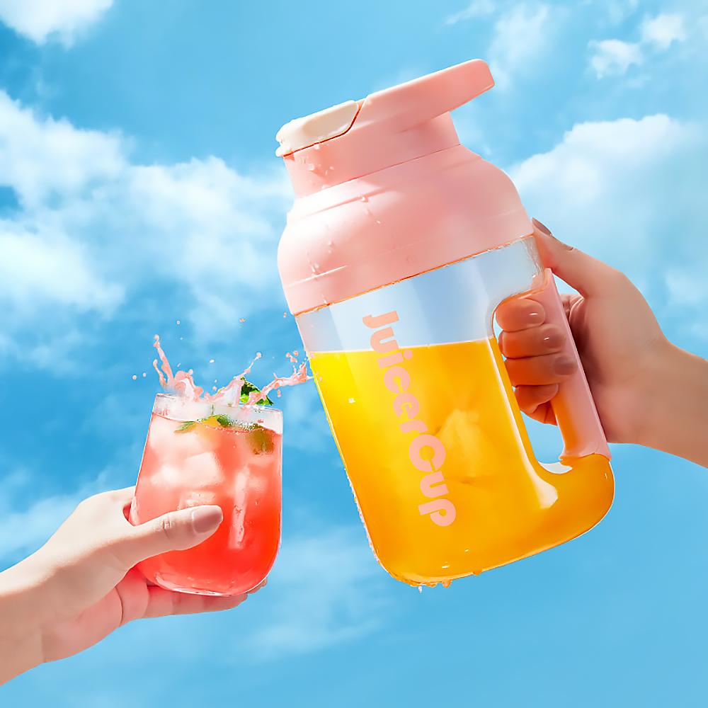 360Home Kleiner Saftmixer Elektrischer Saftbecher XXL-Entsafterbecher Frischsaft-Becher Saftbecher mit Trinkhalm 1.5L /FDDT5/