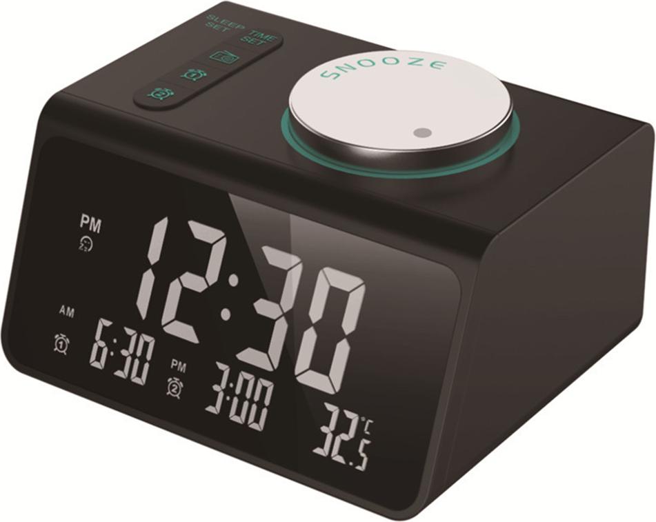JedBesetzt Radio-Digitaluhr, Temperaturanzeige, elektronische Uhr, stummgeschaltete Nachtlichtfunktion, großes Display, Nachttischuhr, Doppelwecker,black K-MM-251215-178