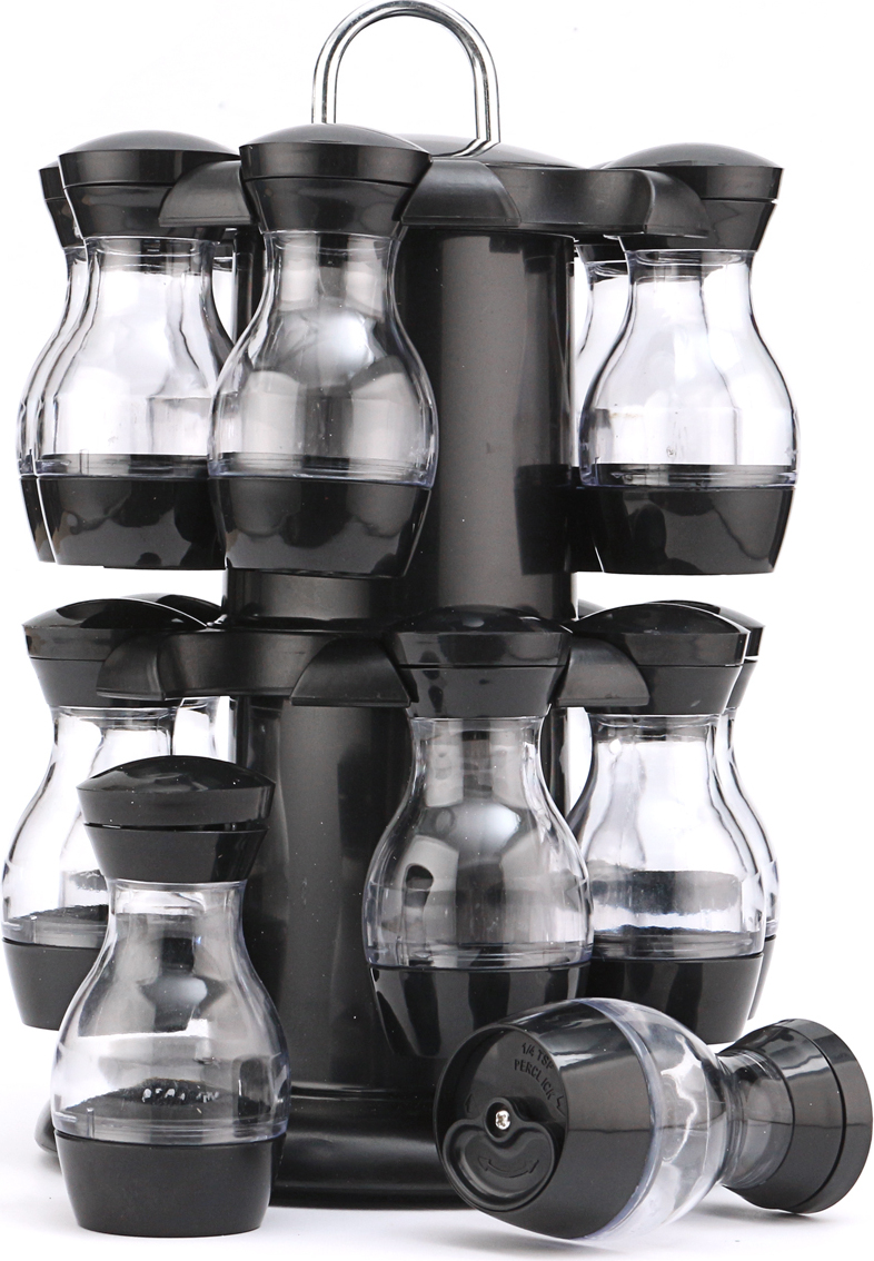 Mmgoqqt Drehbares Karussell-Gewürzregal für 16 Gewürzgläser, für die Arbeitsplatte, Salz- und Pfefferstreuerhalter, Organizer, Gewürzaufbewahrung, 2 Ebenen Kau-XLA-25066-104