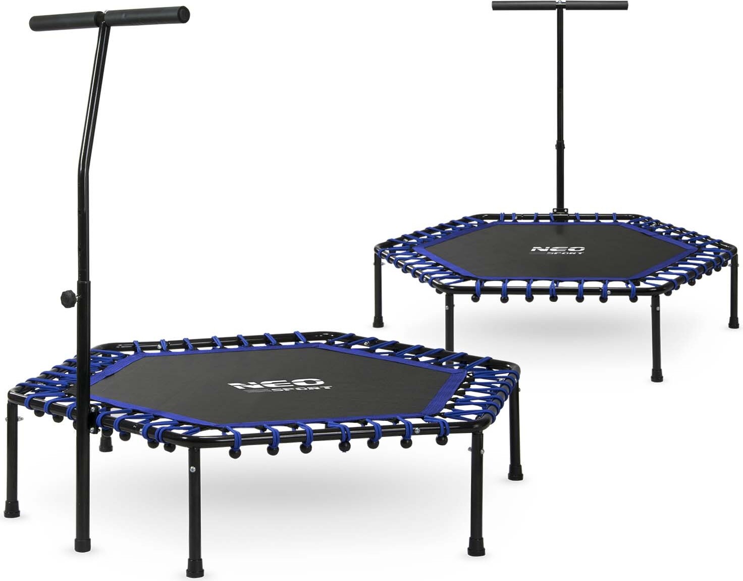 Trampolina fitness z uchwytem 127 cm Neo-Sport - sześciokątna niebieska