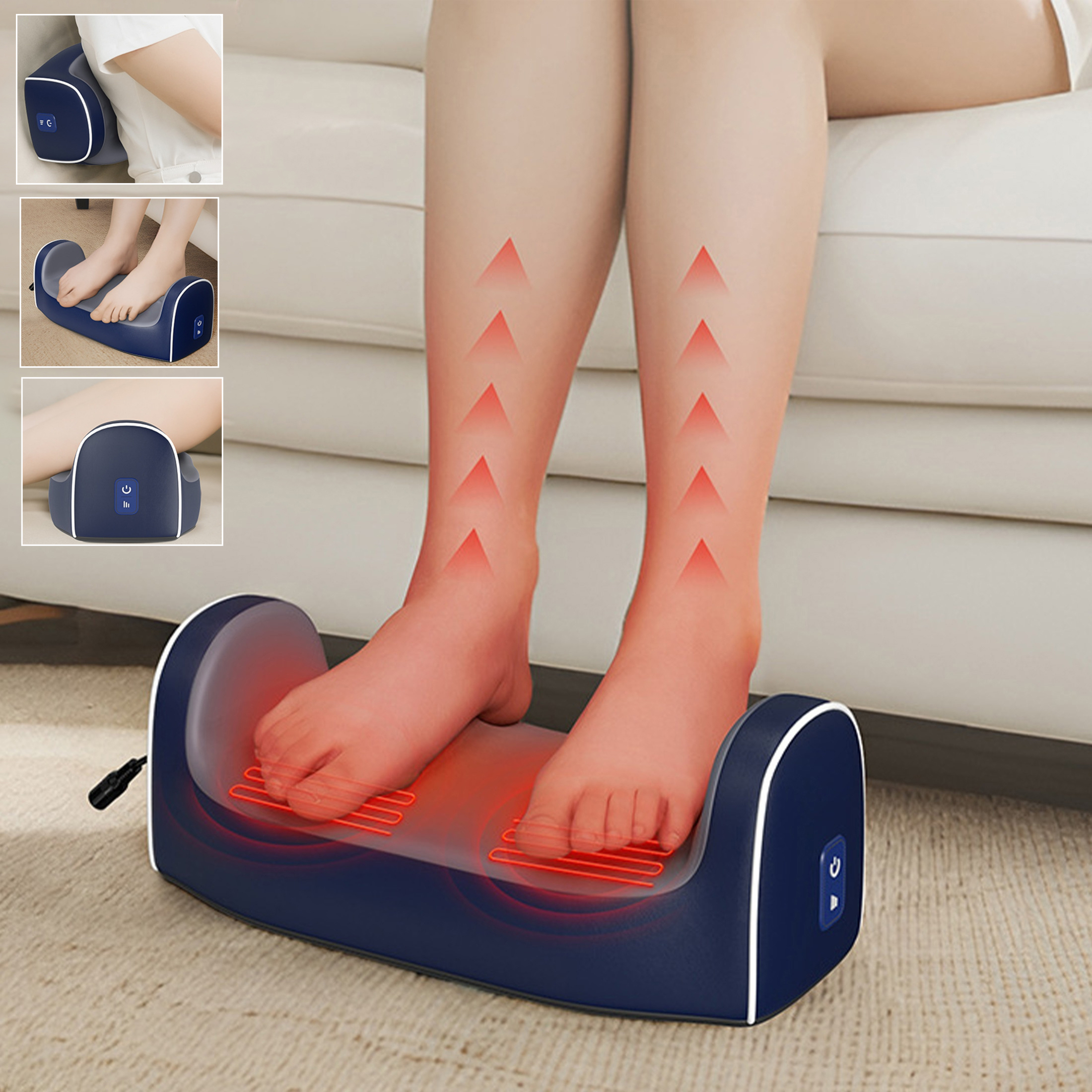 keepgogo Fußmassagegerät, Massagegerät mit 12 6D-Massagekopf, Wadenmassagegeräte mit 3 Intensitätsstufen, Beinmassagegerät mit Wärmefunktion, für Füße, Waden