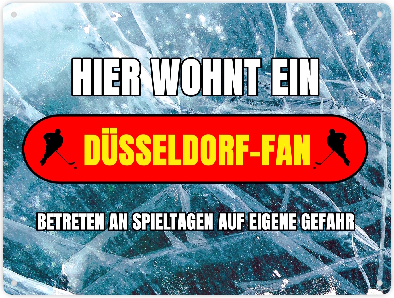 speecheese Hier wohnt ein Düsseldorf-Fan Metallschild XXL in 28x38 cm mit Eishallen