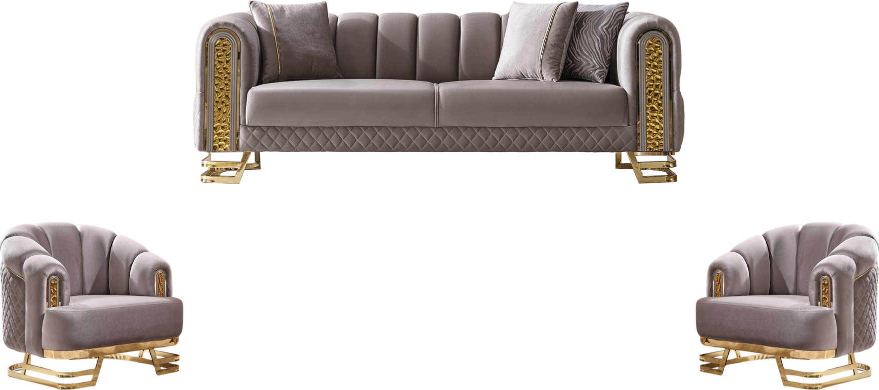 Villa Möbel Sofa Set Aveline Farbe: Taupe Stellvariante:2+1+1 Modernes Design mit klassischen Elementen kombiniert