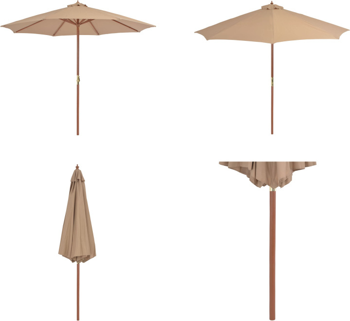 vidaXL Sonnenschirm mit Holz Mast 300 cm Taupe - Sonnenschirm - Sonnenschirme - Sonnen Schirm - Sonnen Schirme HL44496