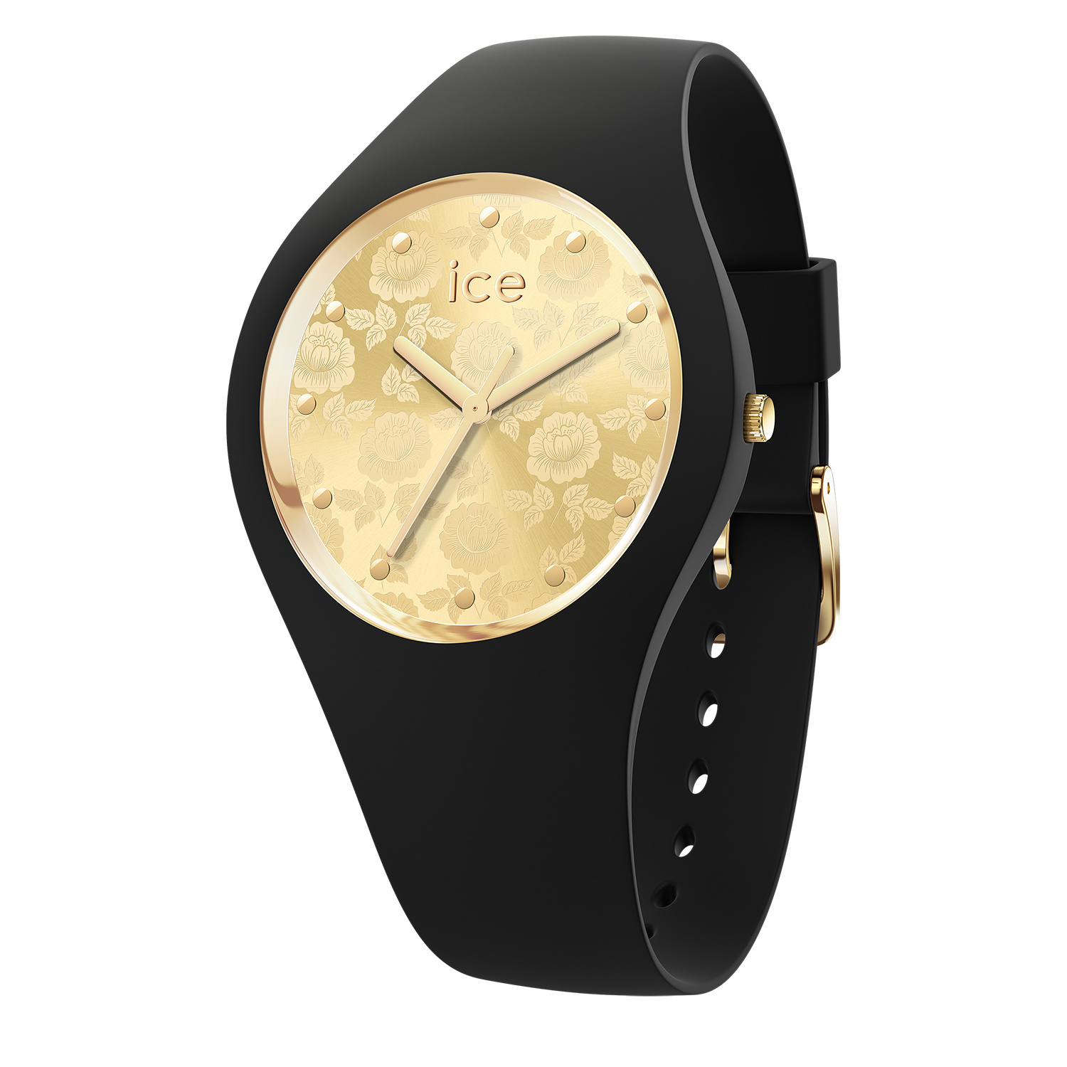 Ice-Watch - ICE flower Black chic - Čierne dámske hodinky so silikónovým remienkom - 019207 (Medium)