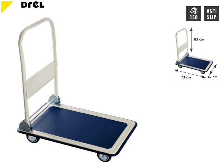 PS TRADING Drel Lagerwagen 4-Rad 150kg Plattform 73x47cm