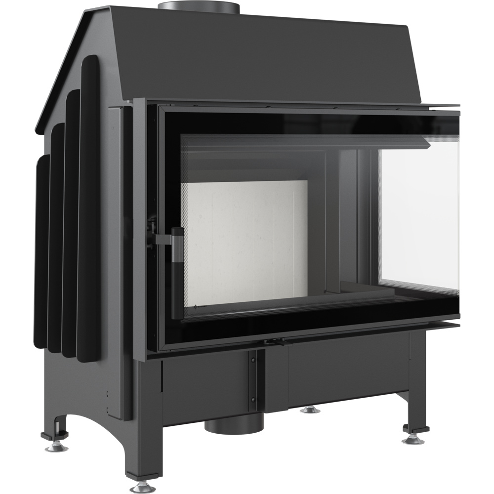Oceľový krb Zibi 12 pravostranné 11 kW Ø 180 Deco so zatváraním dverí