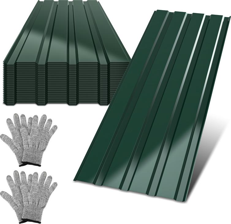 TolleTour 36xtrapézový plech 115x45 cm=18 ㎡ Strešný plech na prístrešok pre auto Profilovaný plech Strešný plech Vlnitý plech Strešné panely Stenový plech Zelený