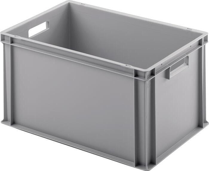UNISTA Transportstapelbehlter L600xB400xH320mm ohne Deckel hellgrau PP Durchfassgriff Seitenwnde geschlossen U-632-24S-2000