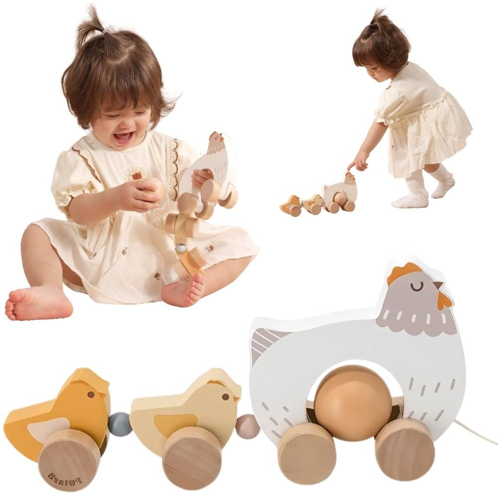 vigatoys Viga Polarb Hölzerne Ziehhenne mit Küken