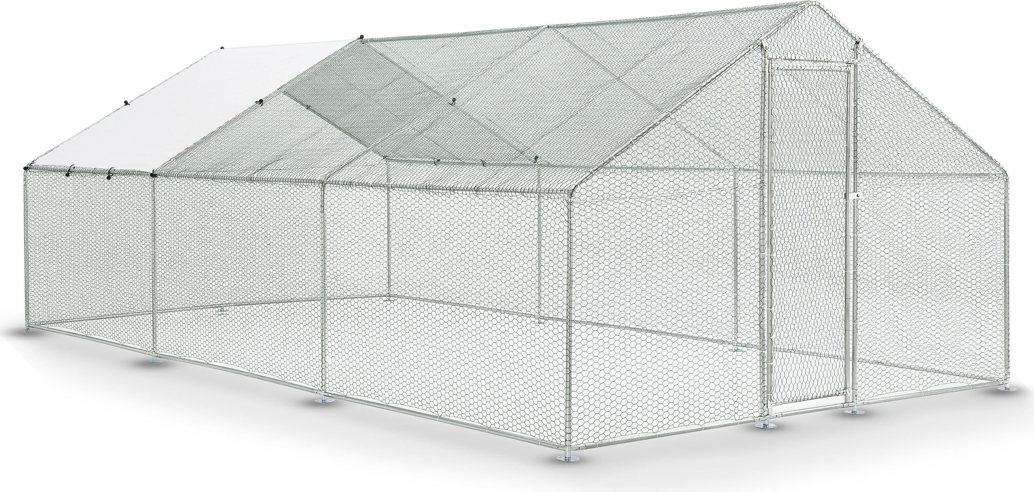 Juskys Freilaufgehege 3x6x2m - Metall Hühnerstall 18 m² mit Tür & Riegel 51424