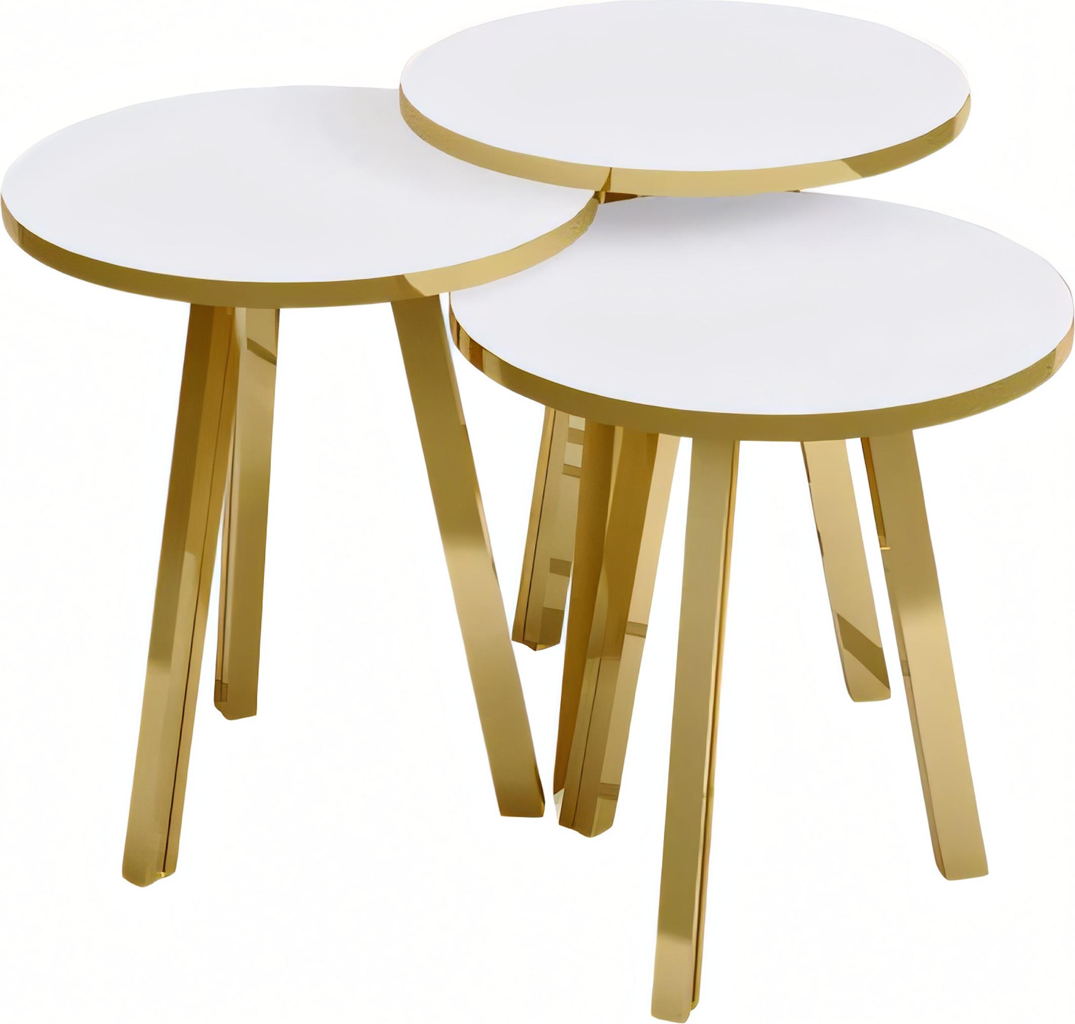 AEA Weißes Holz-Metall Couchtisch-Set modern elegant