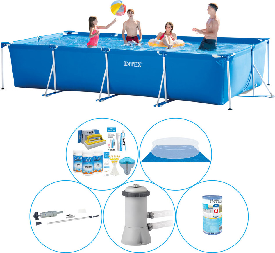 Bazén Super Deal - 6-členný - Intex rámový bazén Rechteckig 450x220x84 cm