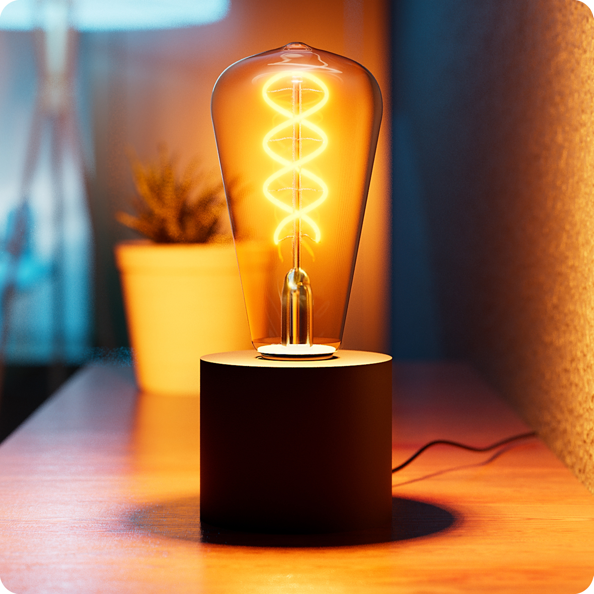 SSC-LUXon NAMBI Edison Vintage Tischlampe schwarz inkl. Filament E27 LED Birne warmweiß - Nachttischlampe mit Kabel und Schalter SSC-4794