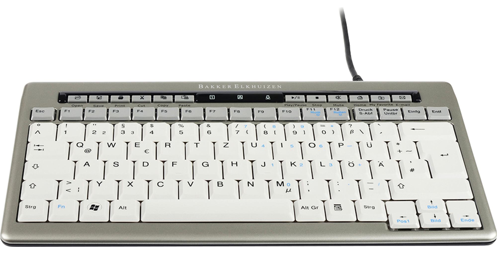 BakkerElkhuizen S-board 840, USB, PC/server, Büro, Grau, 305 x 165 x 20 mm, 480 g BNES840DDE