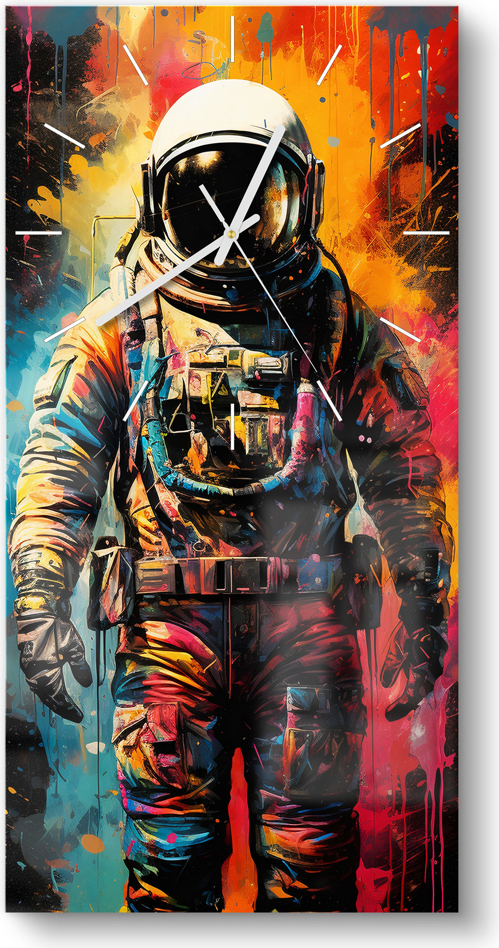 DEQORI Glasuhr 30x60 cm Modern 'Sternenreisender' Wanduhr Glas Uhr Design leise Küchenuhr WC-30-60-M-3764