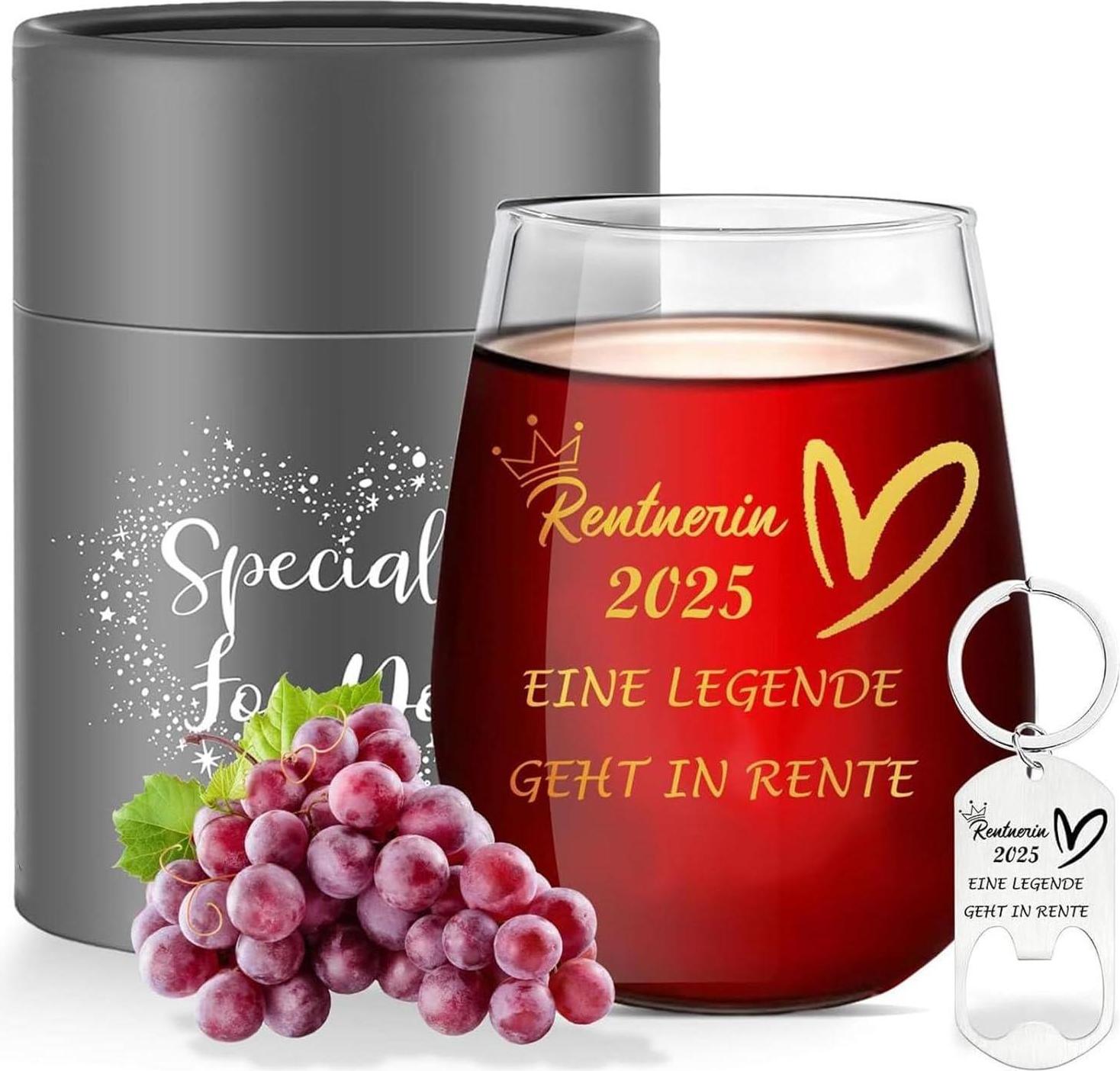 Sonstige Rente Geschenke Weingläser 2024 Renteneintritt Ruhestand Freundin & Kollegen