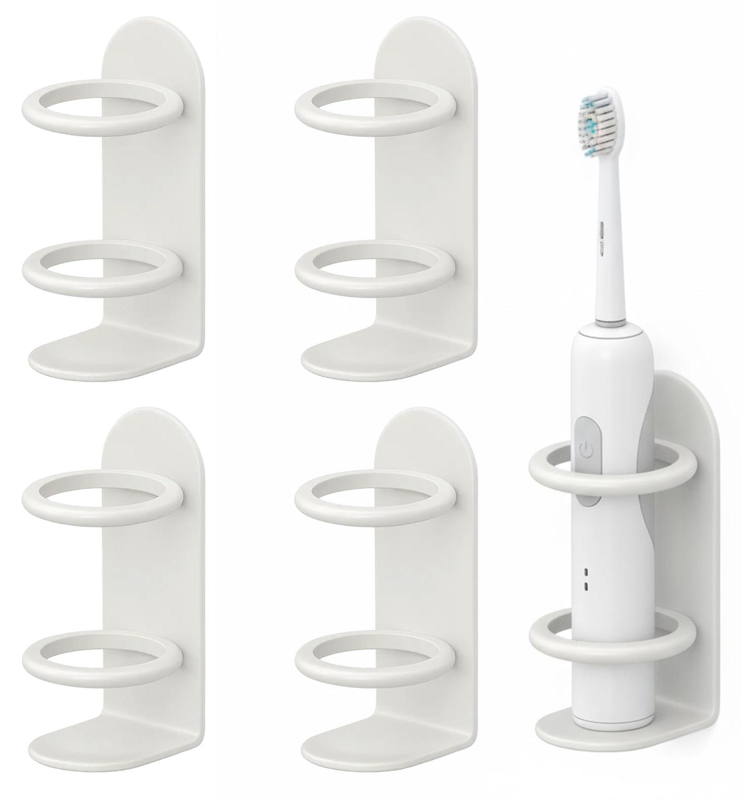 OEM 4 Stück Zahnbürstenhalter Elektrische Zahnbürste, Zahnbürsten Halter, Halterung Elektrische Zahnbürste, Zahnbürstenhalter Saugnapf, Wandhalterung Elektrische Zahnbürste, Weiß