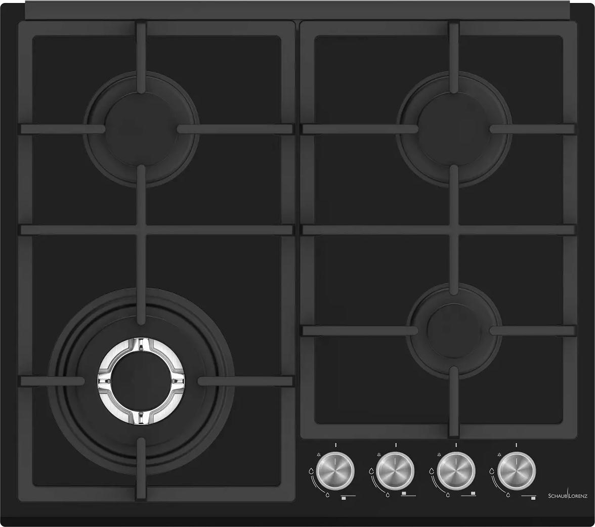 SCHAUB LORENZ SSPC604GFG Gaskochfeld Gusseisengrill 4 Brenner, Schwarz