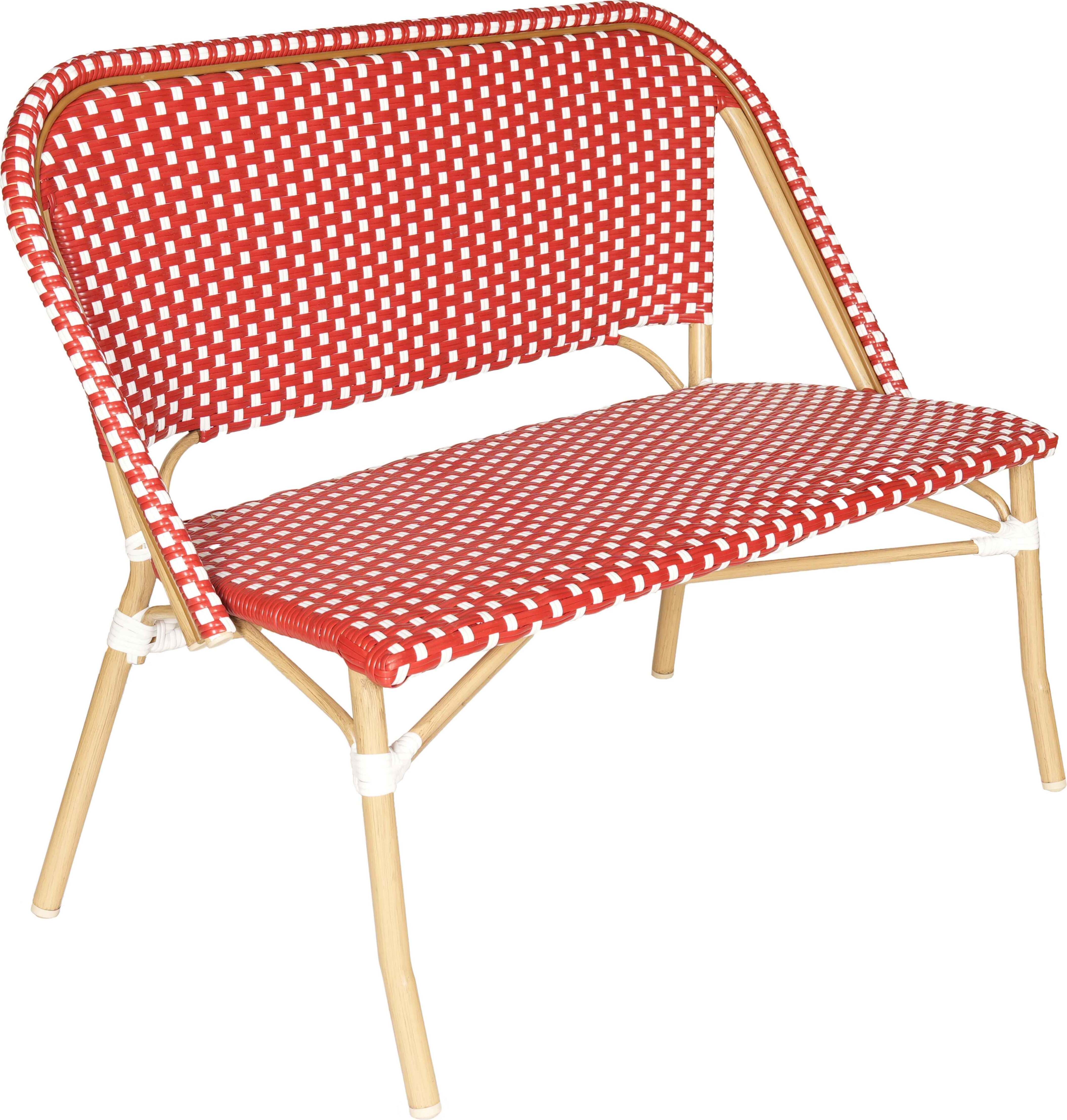 Gartenbank aus Aluminium und weißem und rotem Kunstrattan - Oviala Belleville 112608