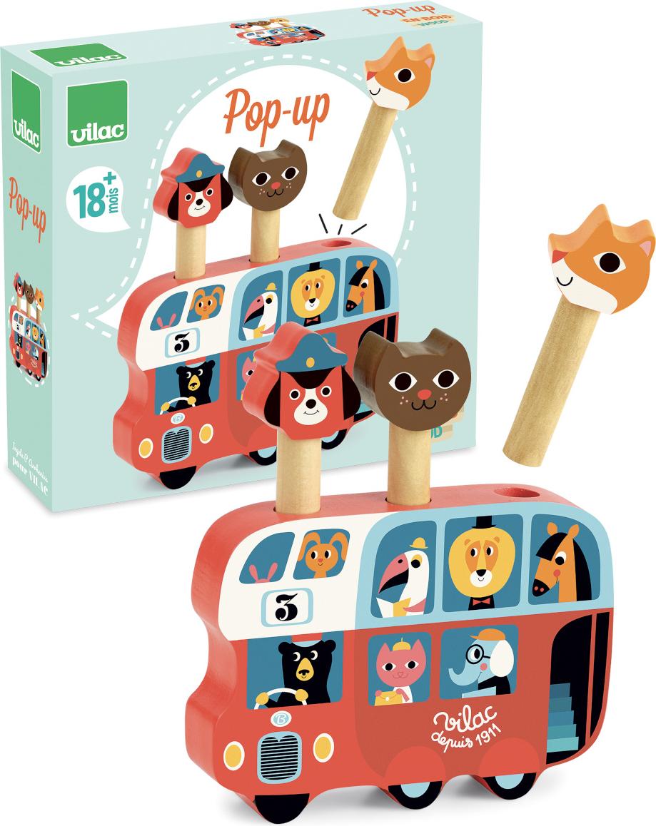 Vilac Schießspiel aus Holz Bus mit Tieren VI7751