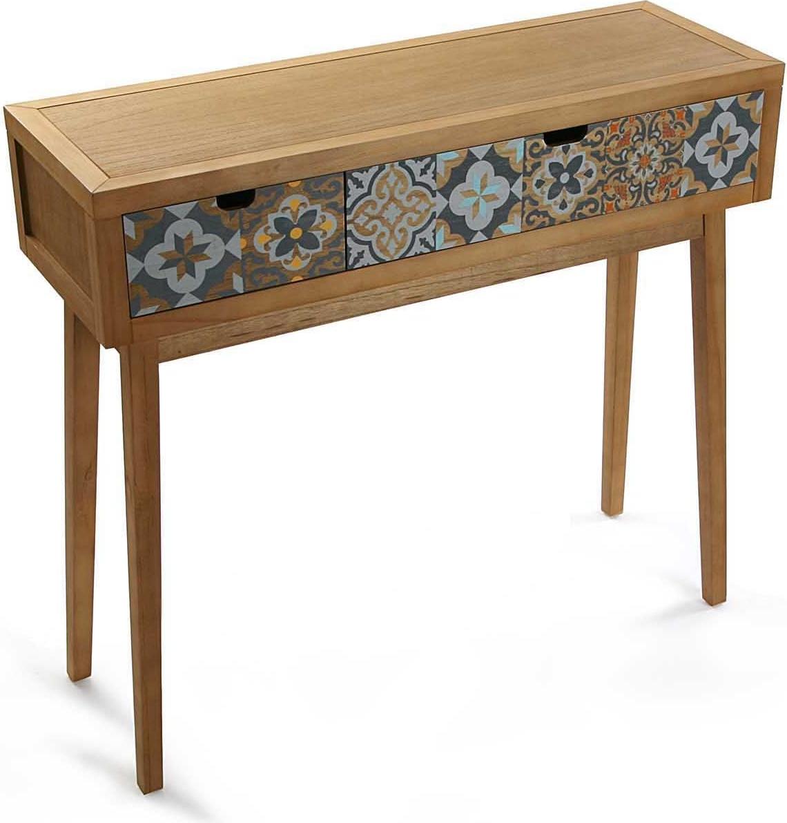 Markenlos Alfama Schmale Halle oder Vestibül Eingangsbereich Möbel Konsole Tisch mit 2 Schubladen Grau - Holz Möbel mit den Maßen 815 x 30 x 90 cm