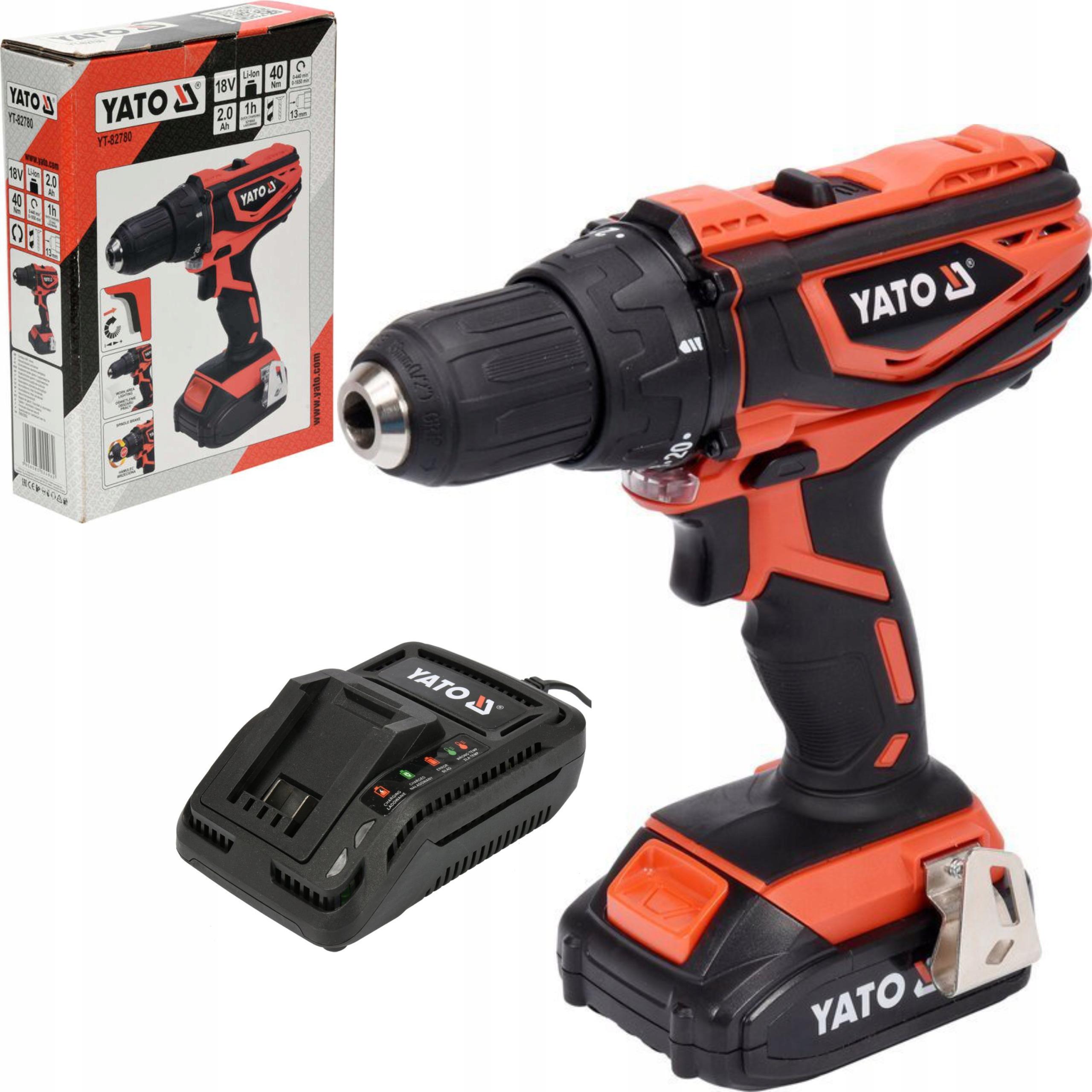 Bohrmaschine/Schrauber Yato 18V 40Nm 2 Gänge Akku Set 2Ah+Ladegerät Led BELLA-T-2837