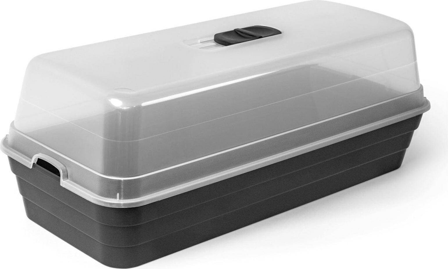 JELENIA PLAST 12x Aufzuchtbeet mit Haube aus Kunststoff ca. 53x24x20 cm Anzuchtbeet für Kräuter Gemüse Blumen Pflanzenanzucht VX19052-12er