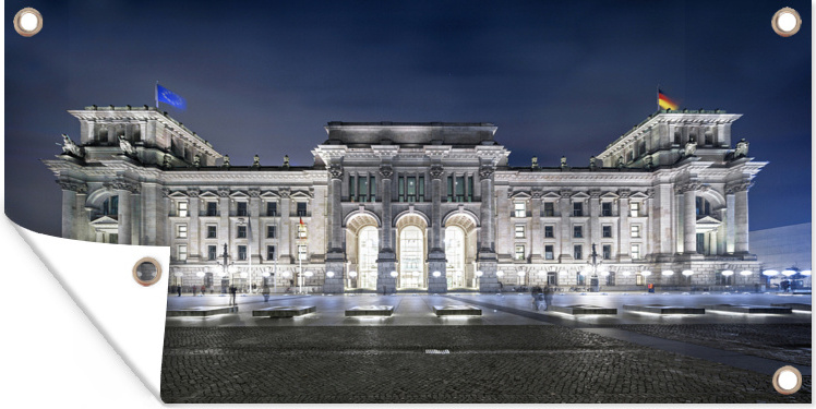 MuchoWow® 160x80 cm Outdoor-Poster Gartendeko Sichtschutz Garten Poster für den Garten Das Reichstagsgebäude in Berlin bei Nacht beleuchtet 133|1289924