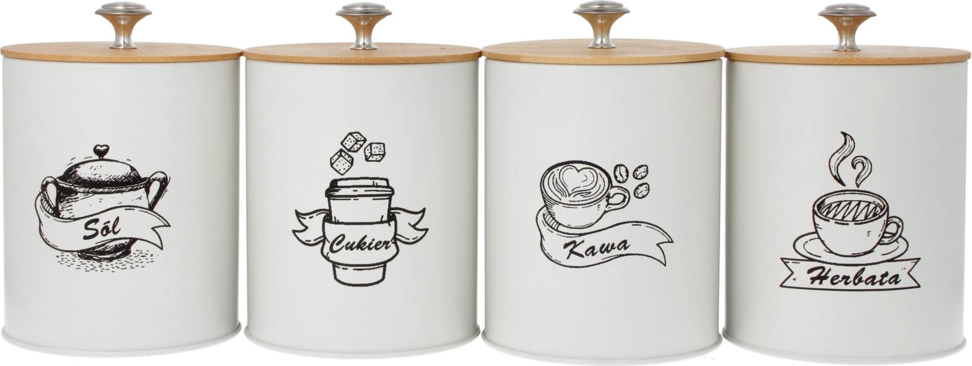 Set Aus 4 Behältern Für Kaffee, Tee, Zucker, Salz, 15X11 Cm Brunbeste Bb-2780 (Aufschrift Pl)
