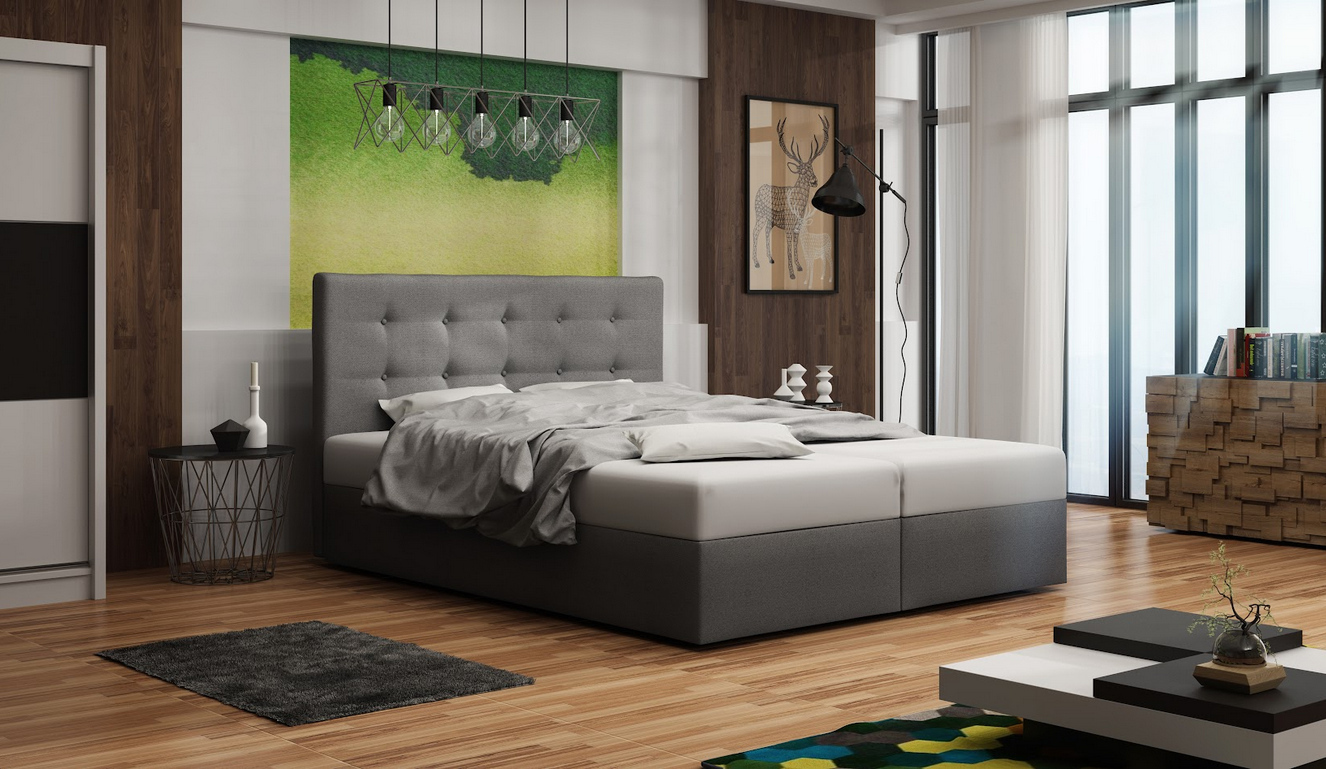 Čalúnená posteľ s úložným priestorom DELILAH 1 COMFORT - 180x200, svetlá šedá