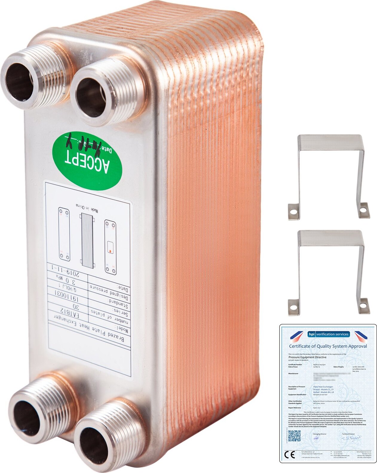 Zerbaco EATB12 Plattenwärmetauscher Wärmetauscher 30 Plattenwärmetauscher Edelstahl 316L Wärmetauscher Heizung